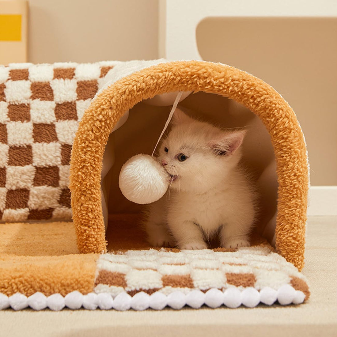 2 In 1 Plush Pet Bed Tunnel Soft Cozy Fun Nest