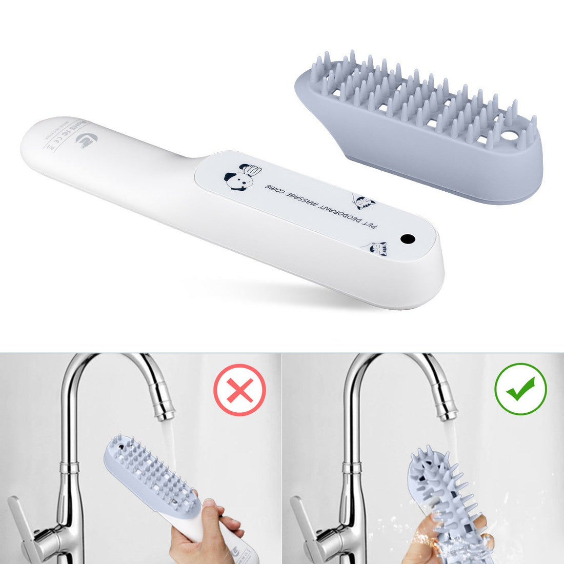 Pet Silicone Massage Grooming Brush Deodorant Cleaning Comb Fur Removal Tool