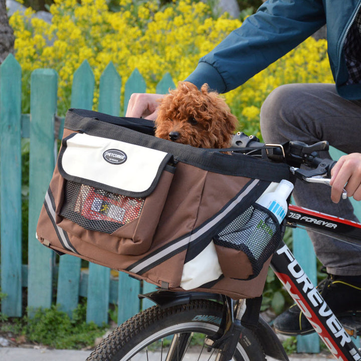 Pet Bicycle Front Basket Removable Carrier Bag