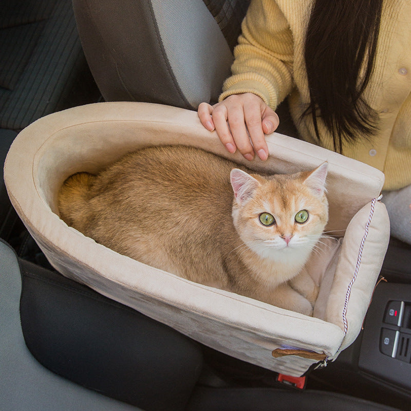 Pet Car Safety Seat Bed Central Console Travel Carrier