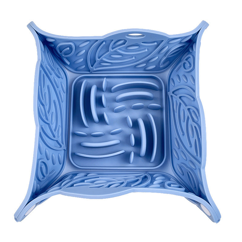 Foldable Silicone Pet Slow Feeder Mat Multi Functional Bowl