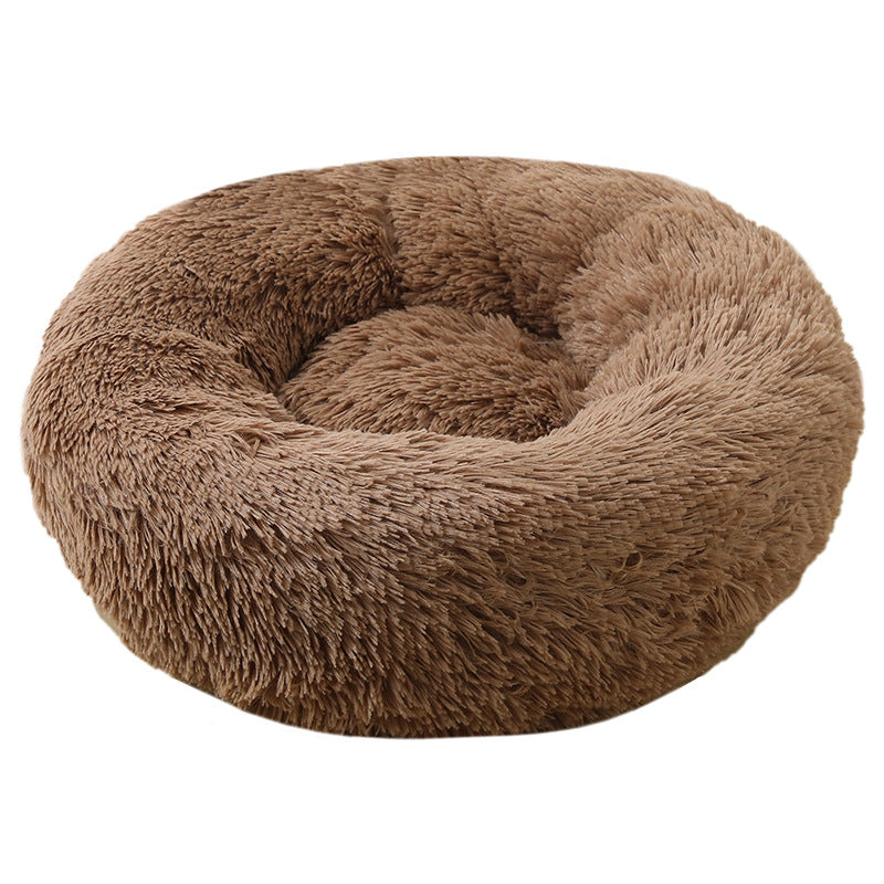 Plush Round Pet Bed Warm Cozy Nest For Pets