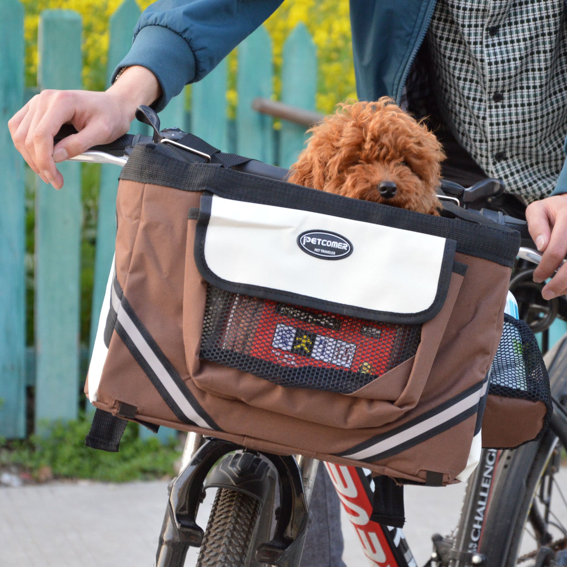 Pet Bicycle Front Basket Removable Carrier Bag