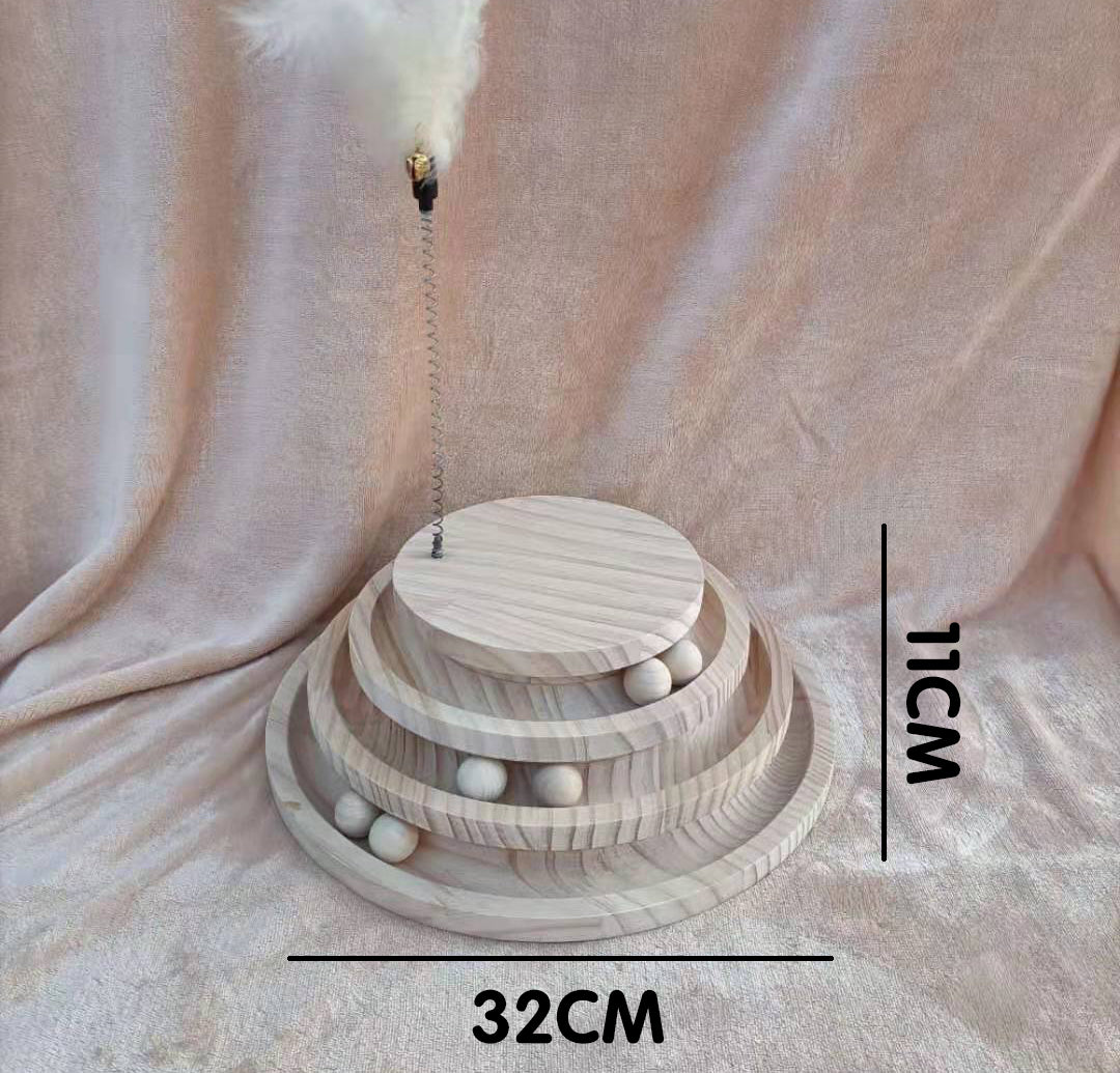 Wooden Cat Turntable Bite Resistant Interactive Toy