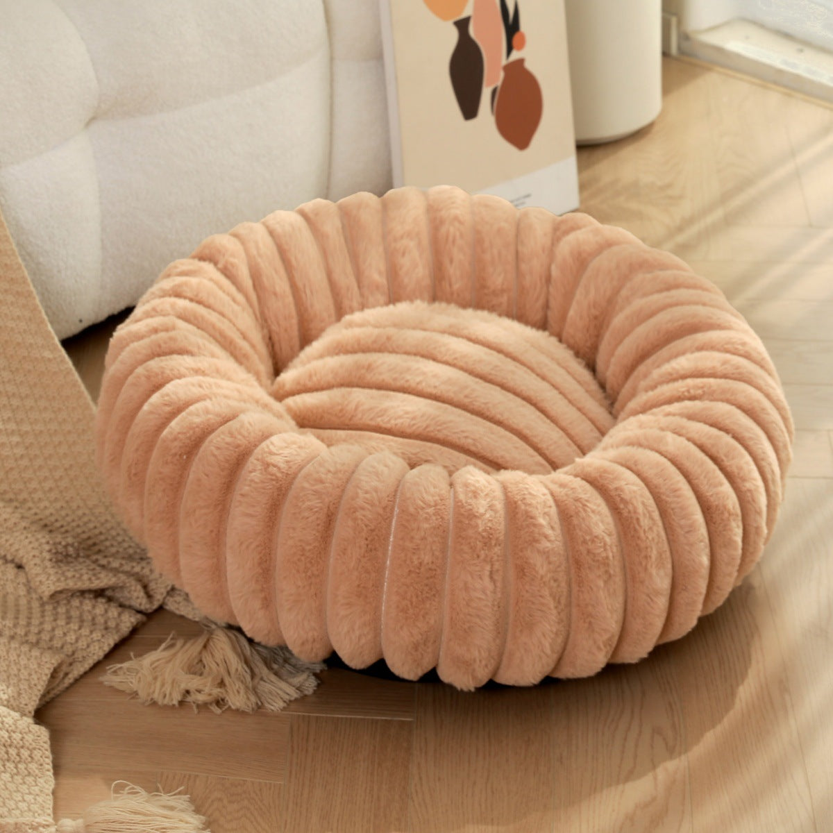 Soft Plush Pet Nest Round Warm Winter Bed Kennel