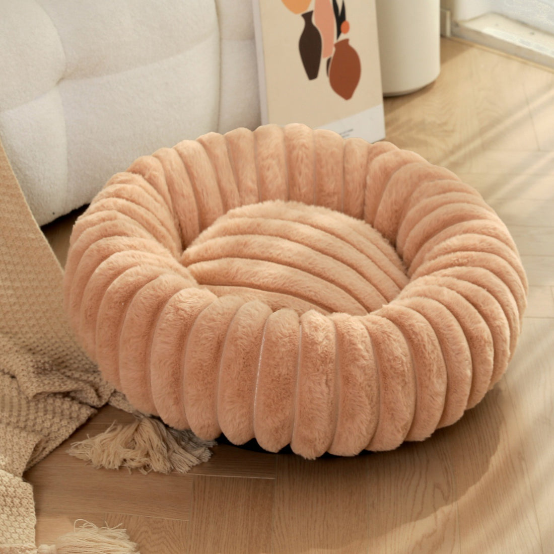 Soft Plush Pet Nest Round Warm Winter Bed Kennel