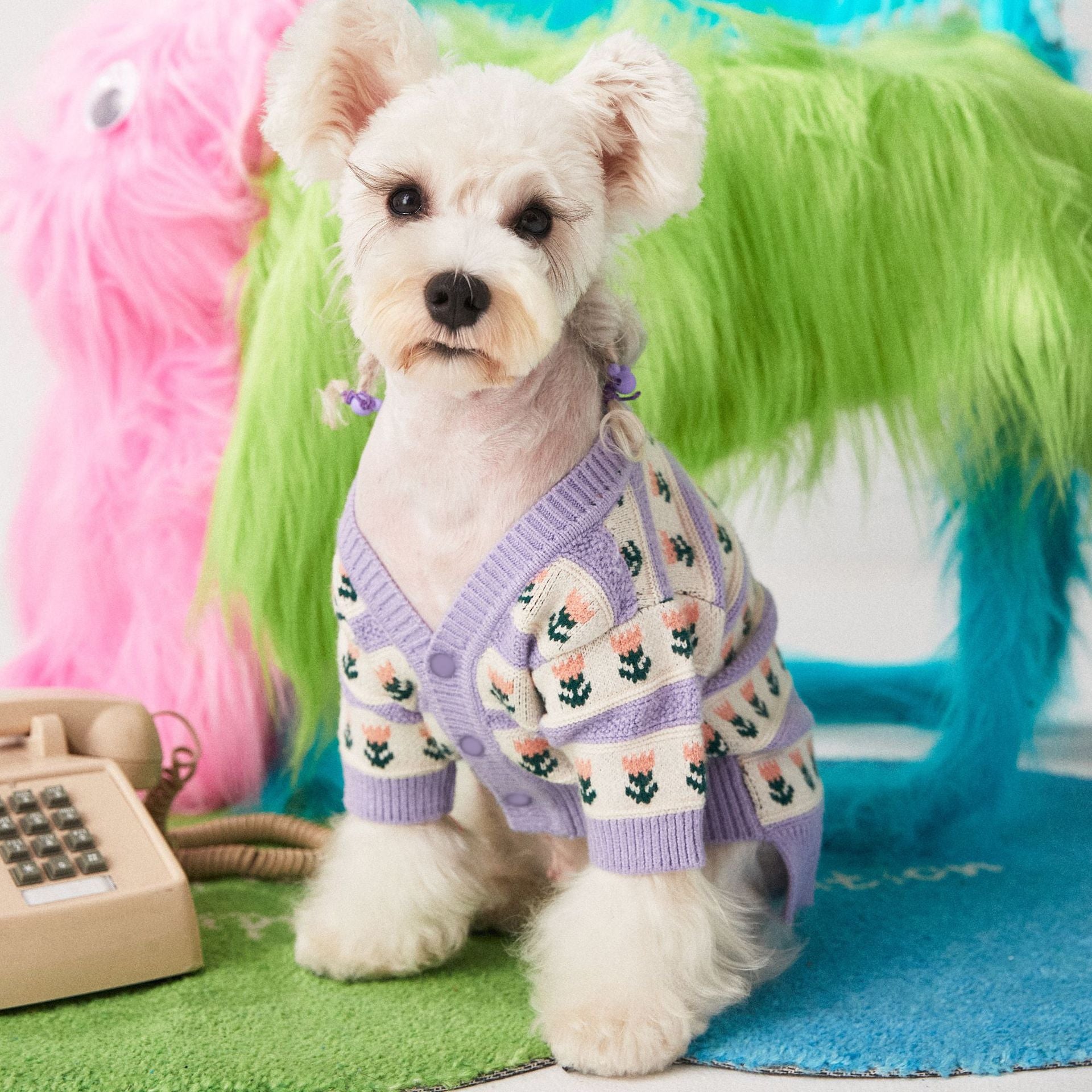Pet Flower Cardigan Sweater Clothing
