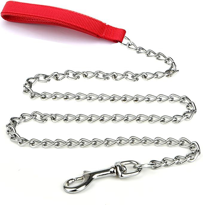 Heavy Duty Chew Proof Pet Leash Chain With Padded Handle