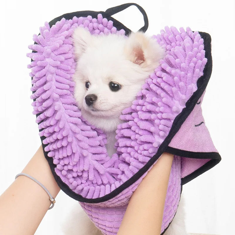 Pet Microfiber Absorbent Quick Drying Bath Towel With Pockets