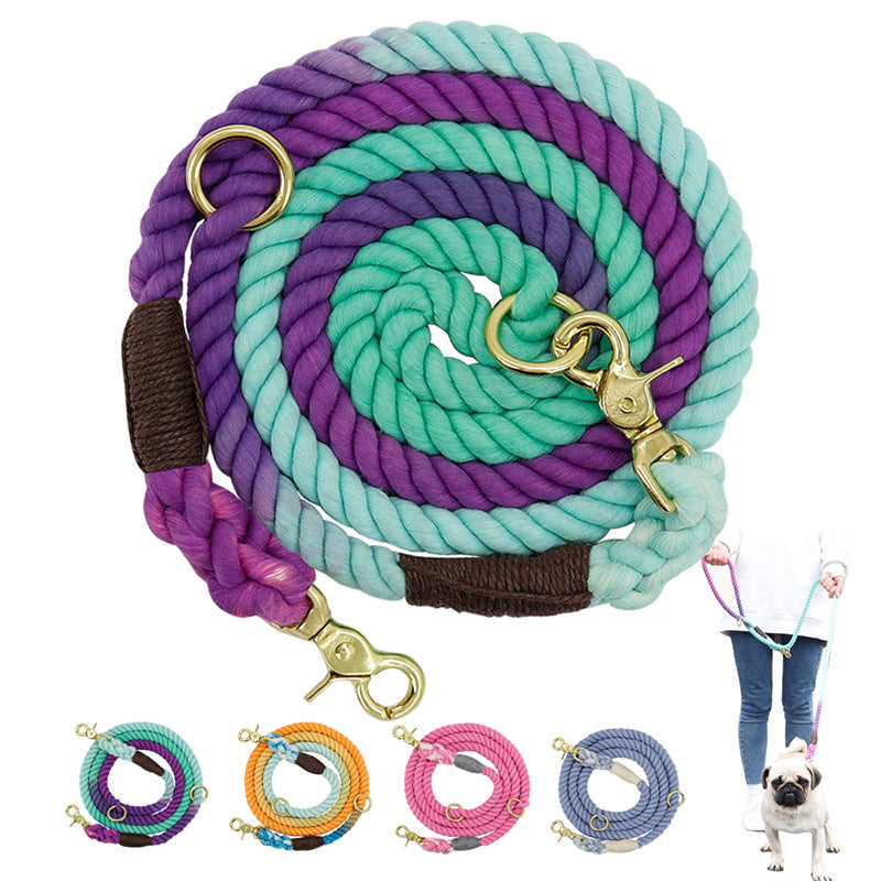 Multi Color Cotton Pet Long Training Leash