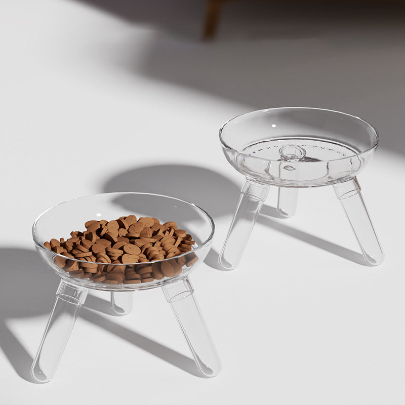Transparent Pet Feeding Bowl Anti Knock Water And Food Dish
