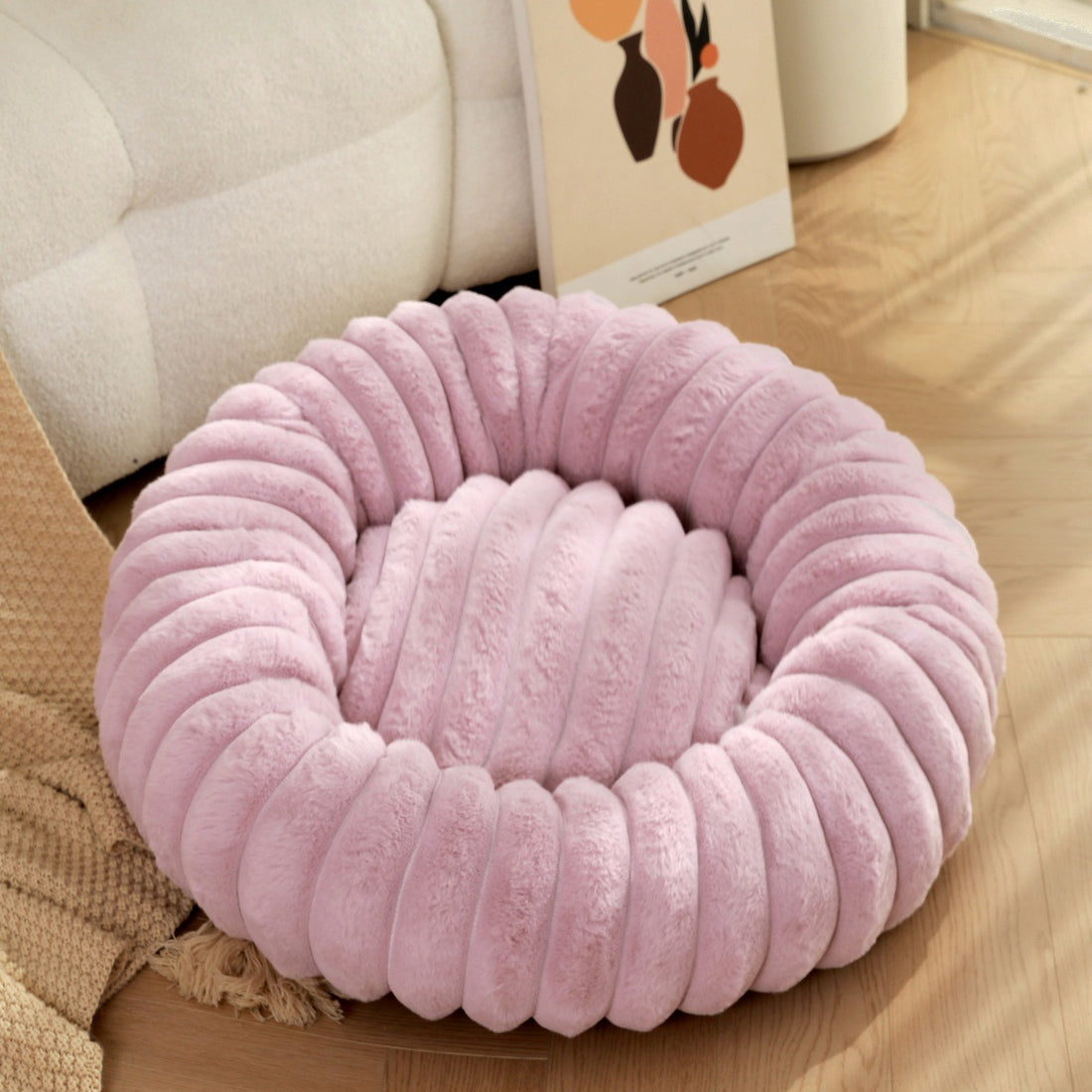 Soft Plush Pet Nest Round Warm Winter Bed Kennel