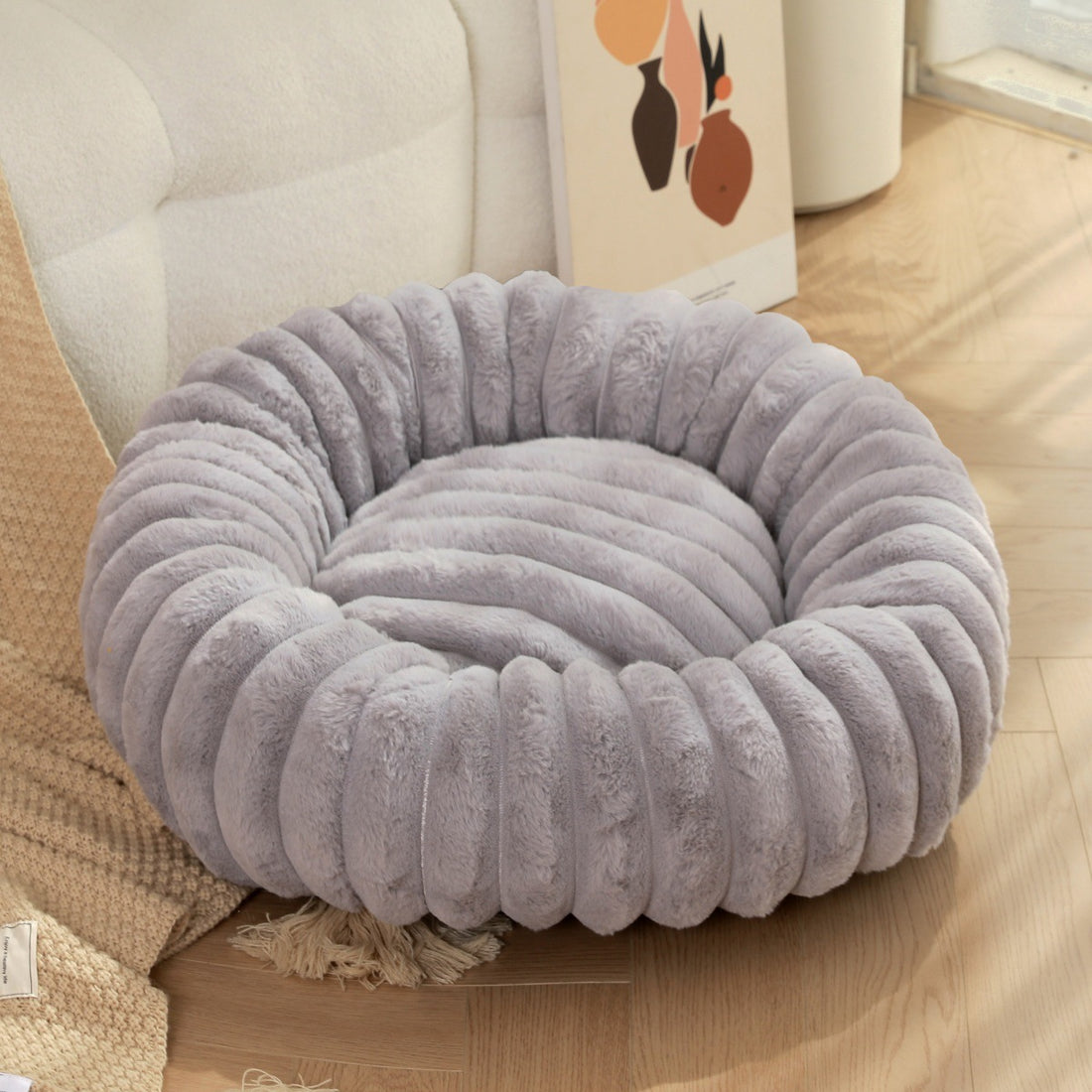 Soft Plush Pet Nest Round Warm Winter Bed Kennel