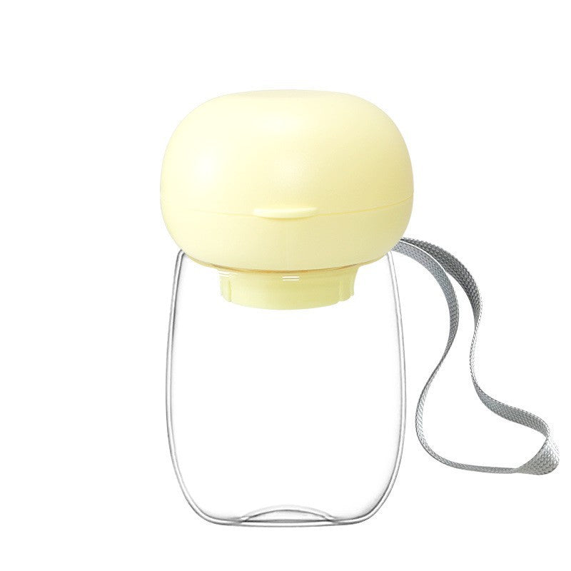 Portable Pet Water Bottle With Feeding Bowl And Lanyard