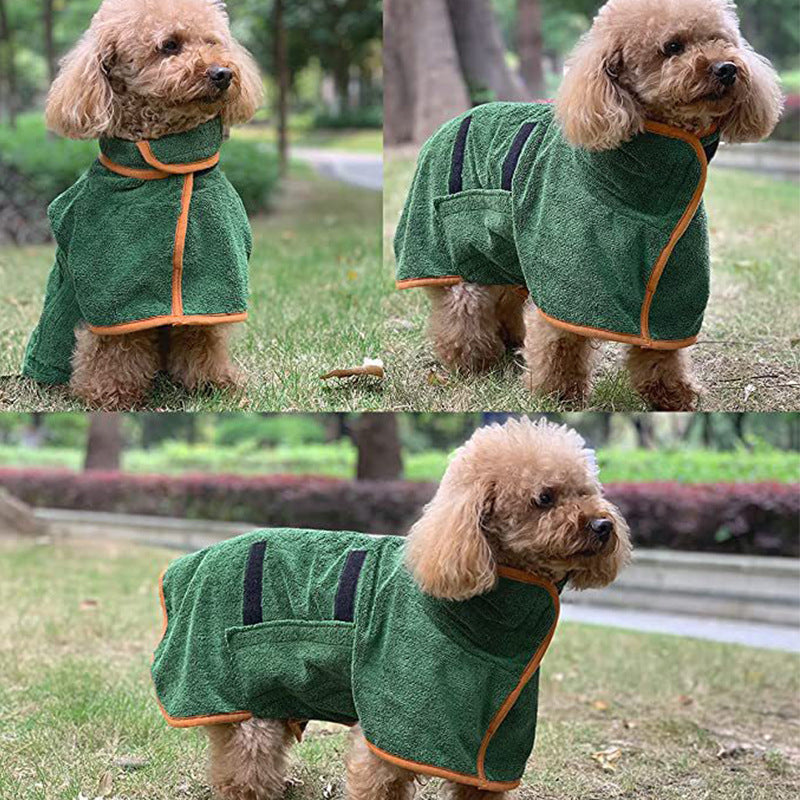 Pet Bathrobe Microfiber Fast Drying Absorbent Grooming Towel Coat