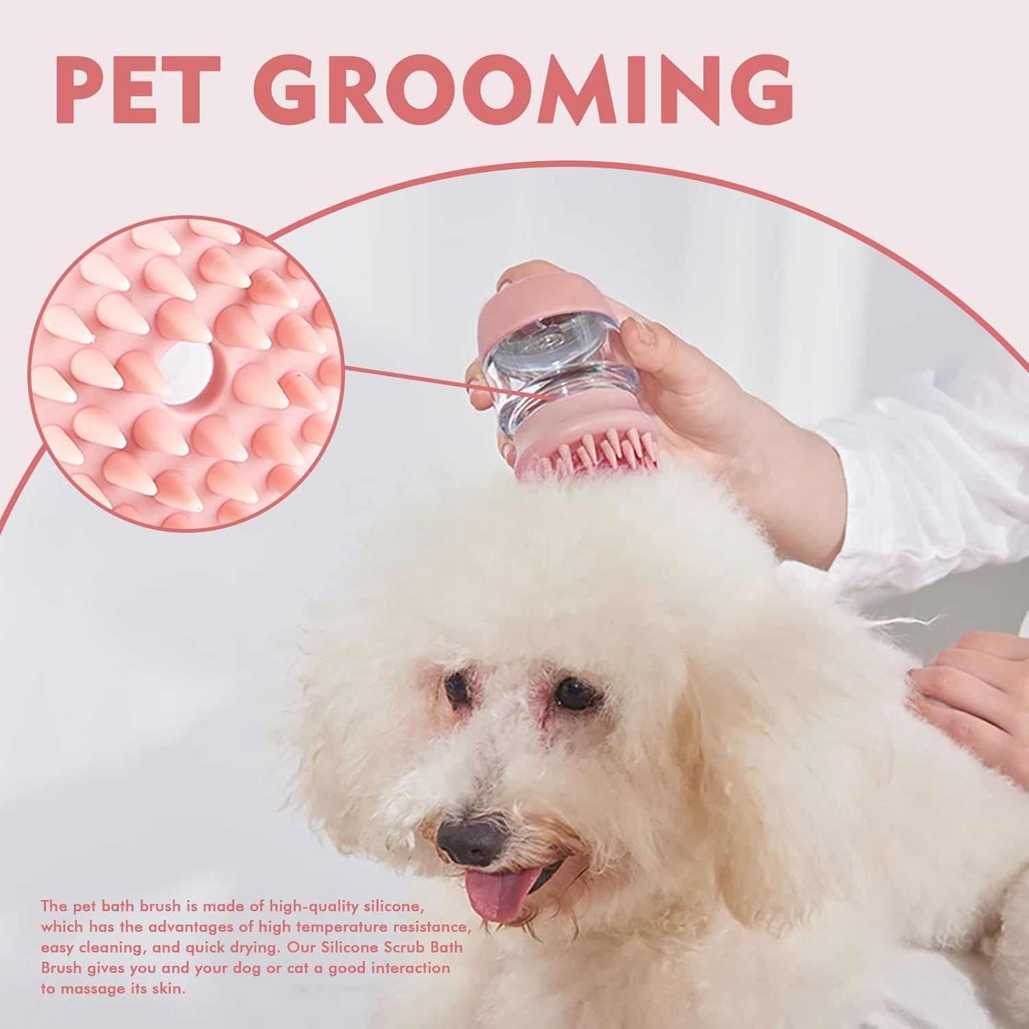 Pet Silicone Bath Brush Shampoo Dispenser Double Head Grooming Brush