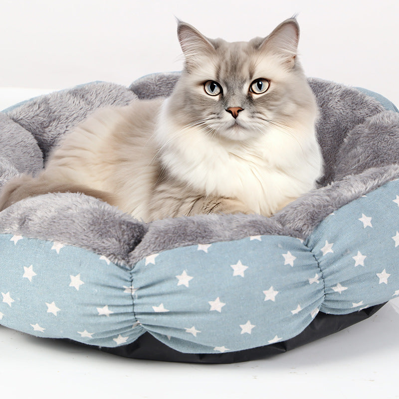 Calming Round Pet Bed Soft Fluffy Donut Nest For Pets