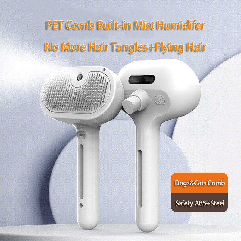 Pet Self Cleaning Hair Removal Comb Dematting Grooming Tool With Mist Humidifier