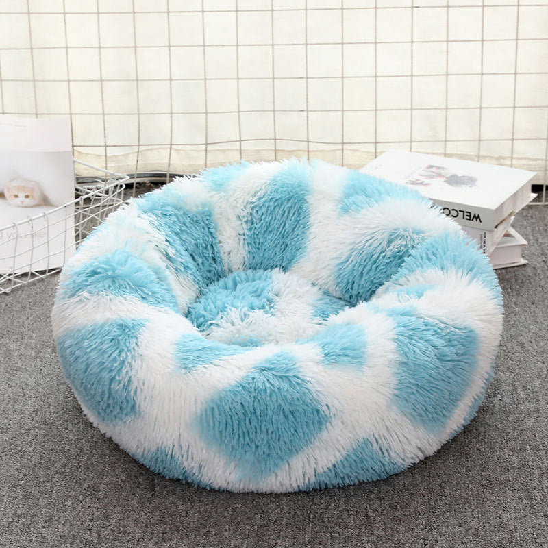 Plush Round Pet Bed Warm Cozy Nest For Pets