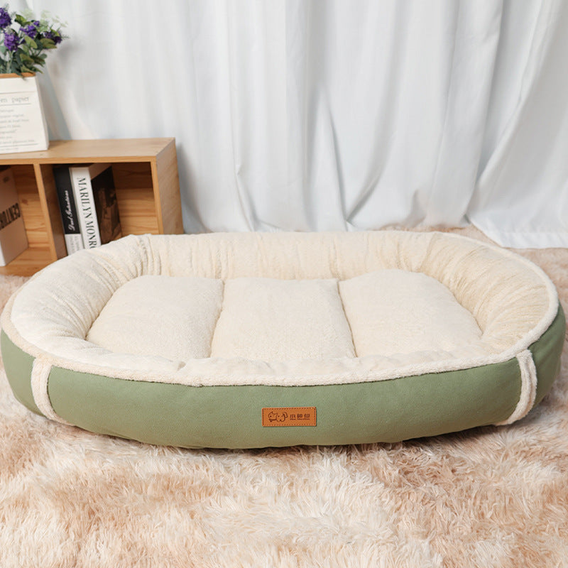 Linen Round Non Slip Pet Bed Mat Cozy Nest