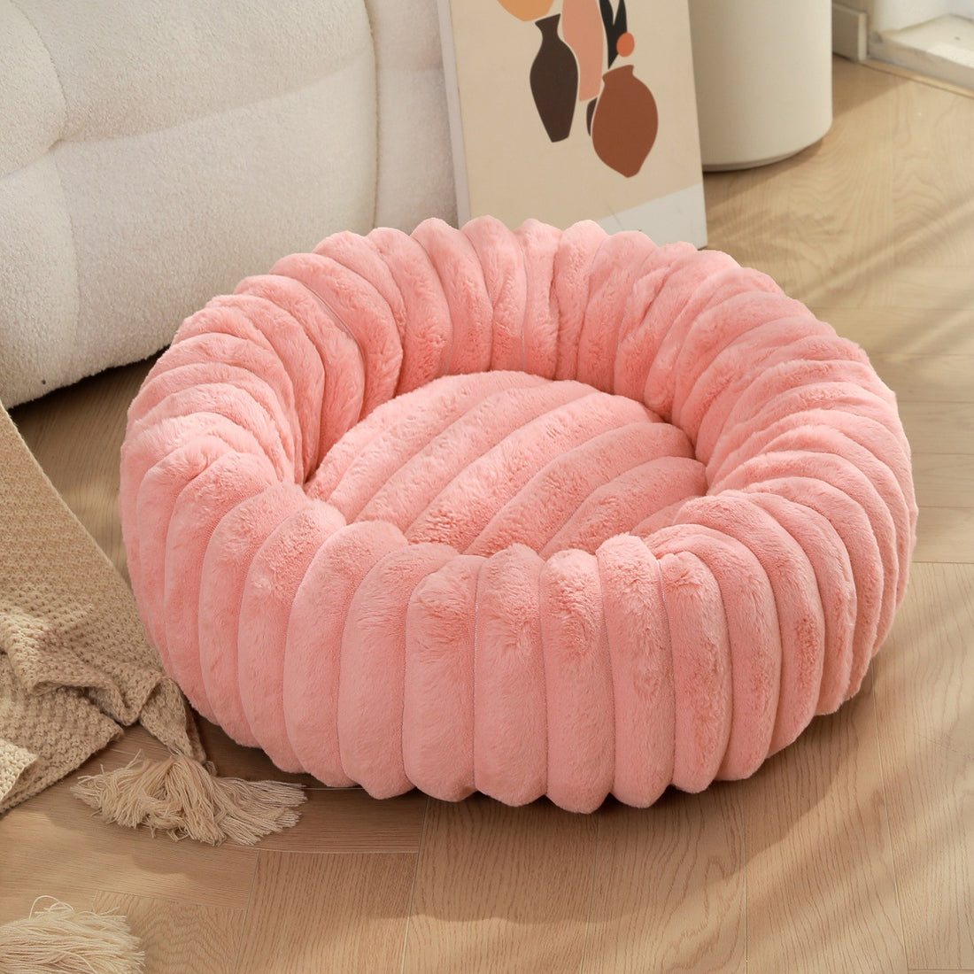Soft Plush Pet Nest Round Warm Winter Bed Kennel
