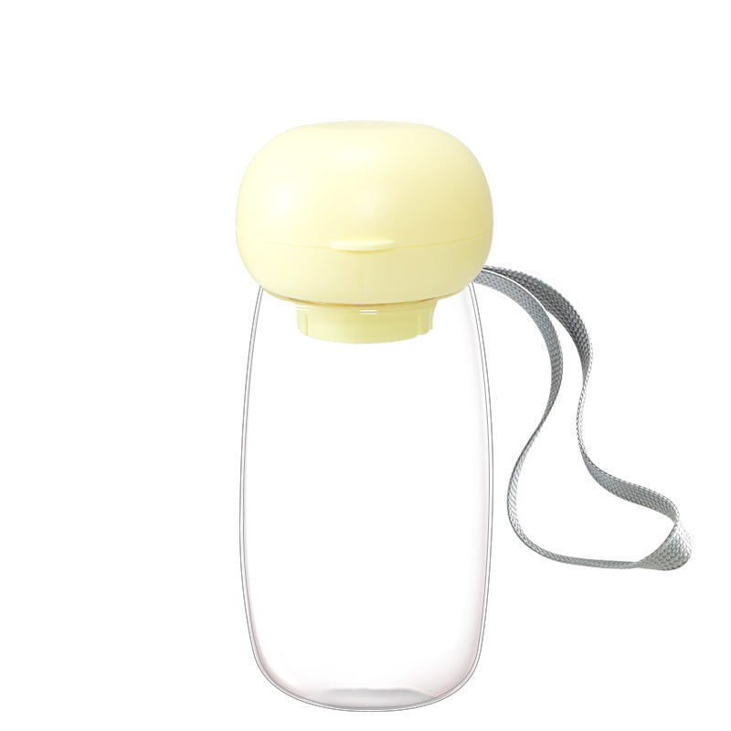 Portable Pet Water Bottle With Feeding Bowl And Lanyard