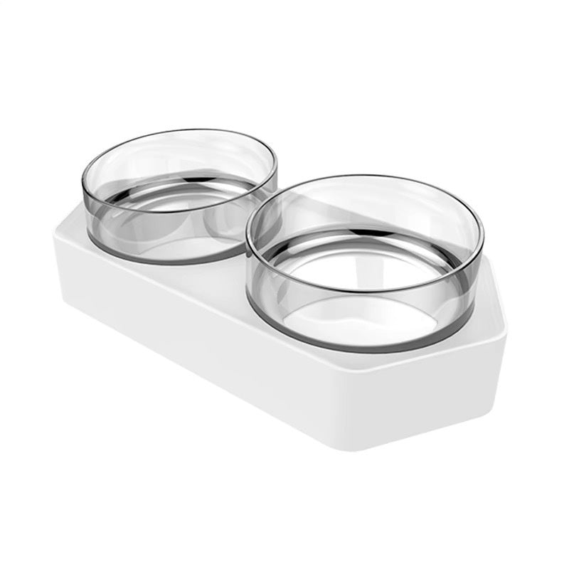 Ceramic Double Bowl Pet Feeding Bowl Neck Protection Holder