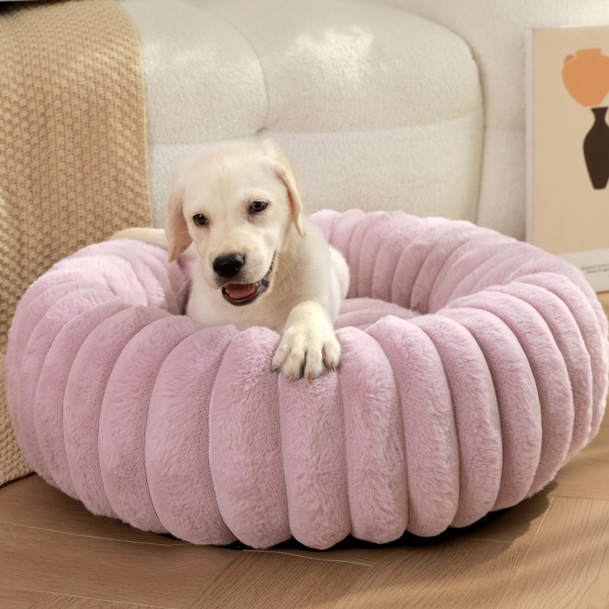 Soft Plush Pet Nest Round Warm Winter Bed Kennel