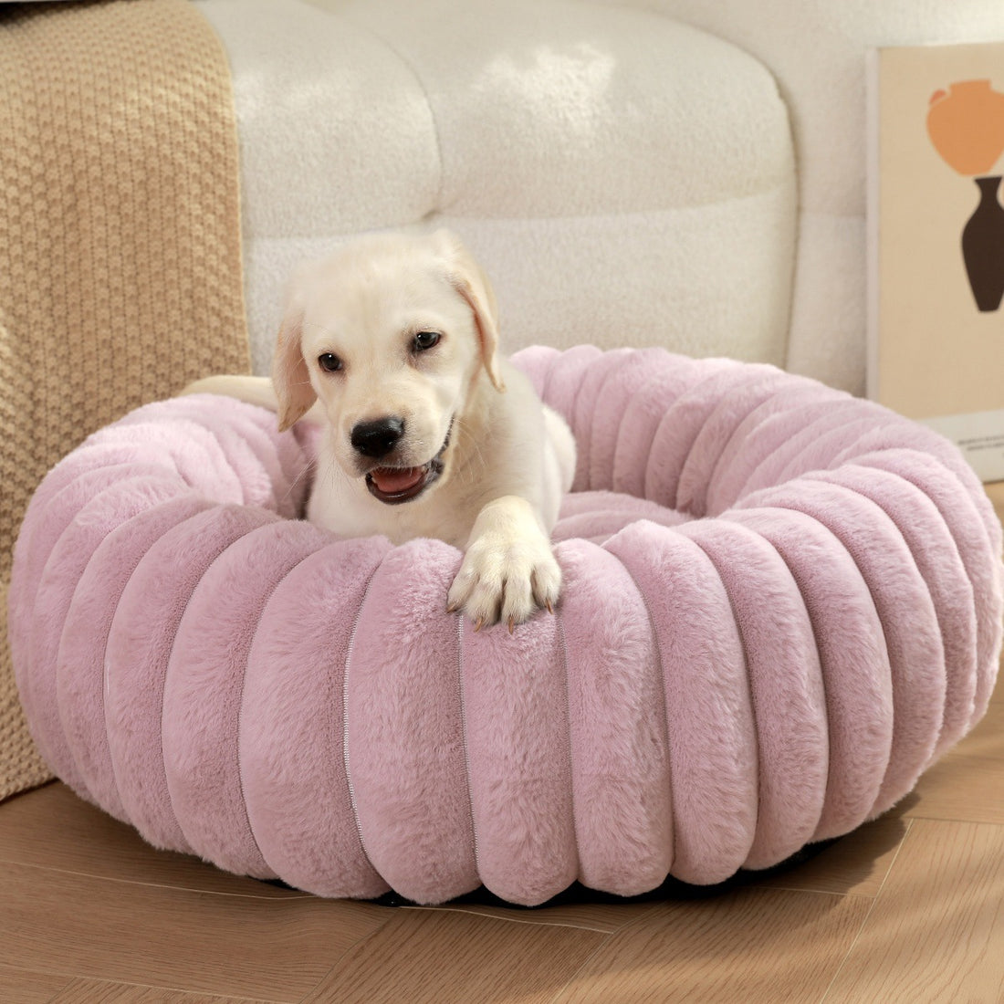 Soft Plush Pet Nest Round Warm Winter Bed Kennel
