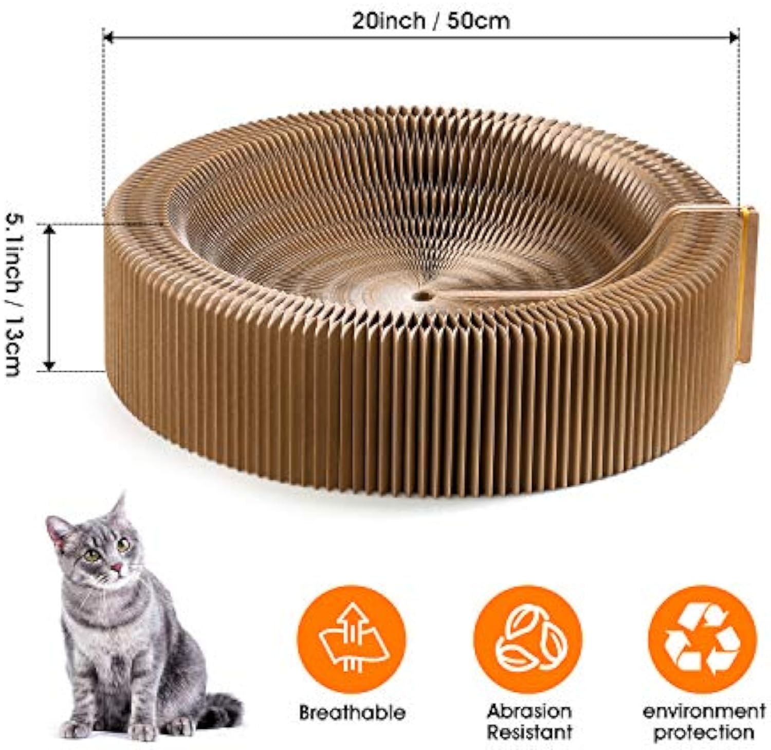 Collapsible Cardboard Pet Scratcher Round Lounge Bed
