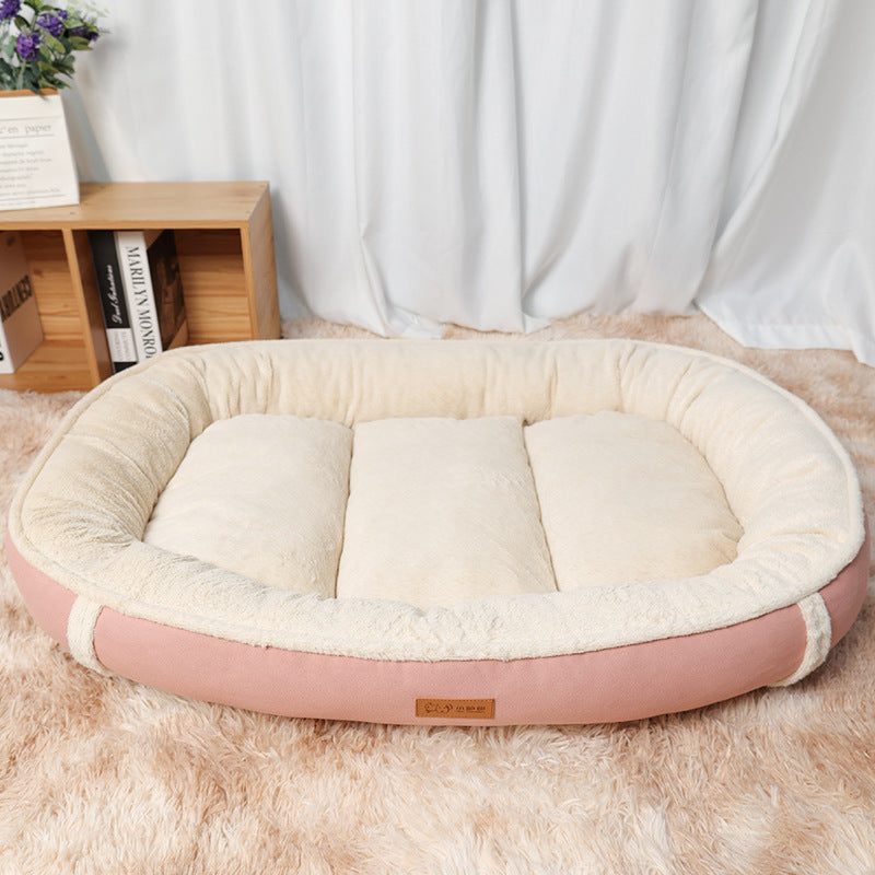 Linen Round Non Slip Pet Bed Mat Cozy Nest