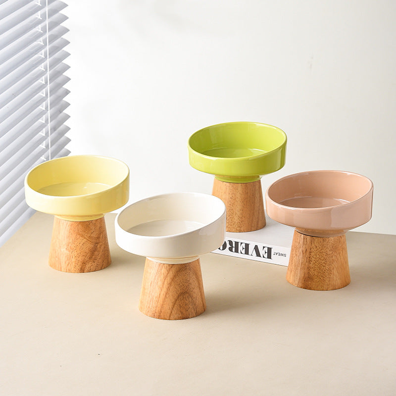 Elevated Ceramic Pet Food Water Bowl Dish Set
