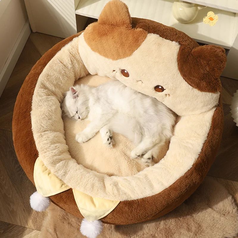 Round Pet Sofa Bed Winter Warm Deep Sleep Cushion Nest
