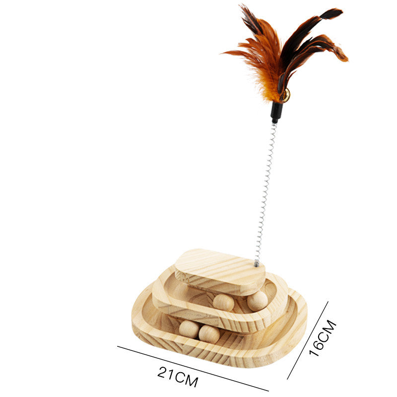 Wooden Cat Turntable Bite Resistant Interactive Toy